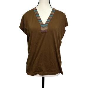 Lauren Ralph Lauren Petite Beaded V-Neck Tunic Top - Size PL